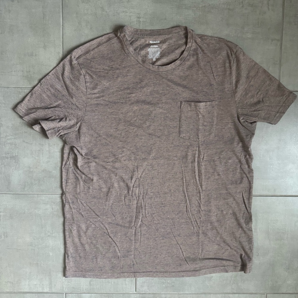 Abound Men’s Pocket Tee – Heathered Brown/Blue – Size Large